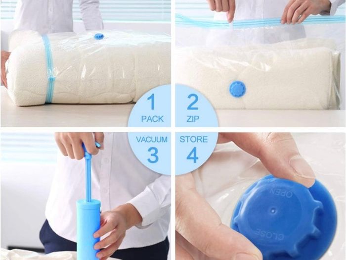 Vacuum Storage Bags 12 Pack, Storage Space Saver Bags with Zip Reusable, 4 Jumbo(100  80cm)+ 4 Large + 4 Medium for Clothes Duvets Bedding Quilt Coats Blankets | Free Hand Pump (FREE POSTAGE)
