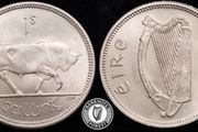 [#2379] - Ireland 1963 | Irish 1s | One Shilling | Bull | KM.14a | BU