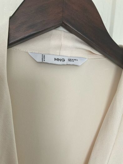Mango cream satin wrap blouse