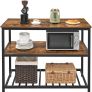 Standing shelf, 120 x 60 x 90 cm, kitchen island with large worktop, dining table, kitchen shelf with 3 shelves, sturdy metal frame, vintage brown-black Image 3