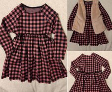 Girls Pink Check Dress