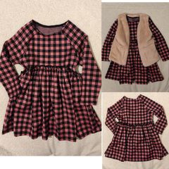 Girls Pink Check Dress