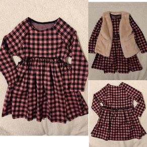 Girls Pink Check Dress