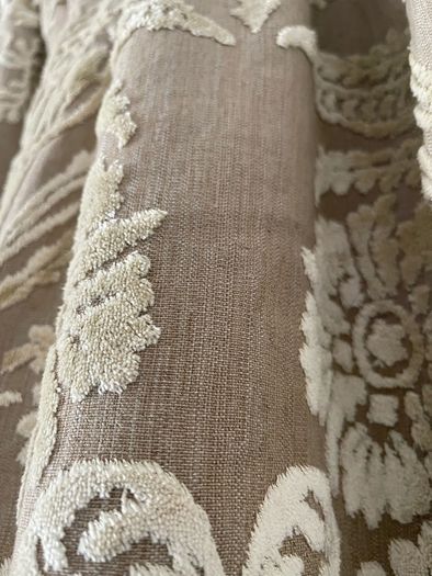 Designer Guild Heavy Linen and Velvet Interlined Curtains 110"w x 84"d