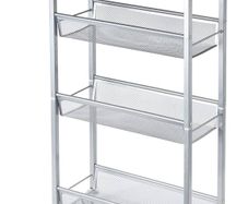 NEW SALE | 4-Tier Storage Trolley Cart, Kitchen Storage Wagon, Rolling Kitchen Shelving Unit on Wheels Mobile Slit Cart with Wooden Tabletop