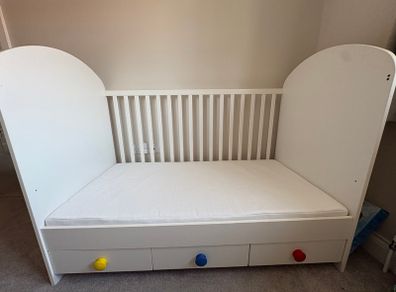 IKEA Cot Bed with 3 Drawers