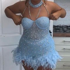 Baby Blue detailed dress