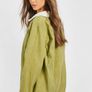 Teddy Detail Longline Cord Jacket in olive Image 4
