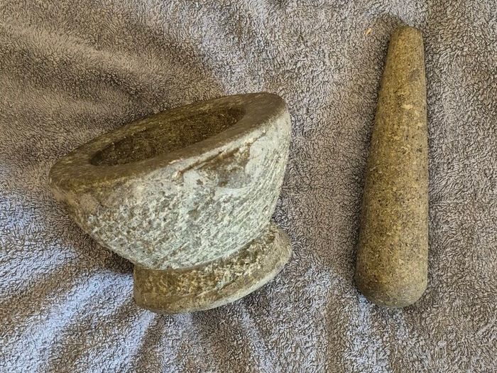 Vintage granite pestle and mortar. Very heavy.