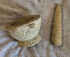 Vintage granite pestle and mortar. Very heavy.