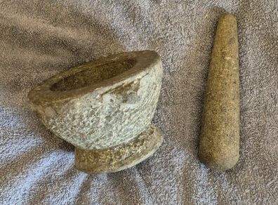 Vintage granite pestle and mortar. Very heavy.