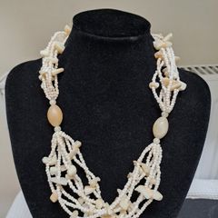 Cream Multi-Strand Beaded Necklace