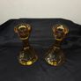 Pair of Art Deco Amber Glass Candleholders Image 6