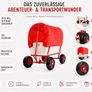 Handcart heavy duty  holds  up to 180 kg Handcart Wood up to 180 kg 4 Profile Pneumatic Tyres Hand Trolley Transport Trolley All-Round Steel Tube Frame Red Garden Trolley Image 7