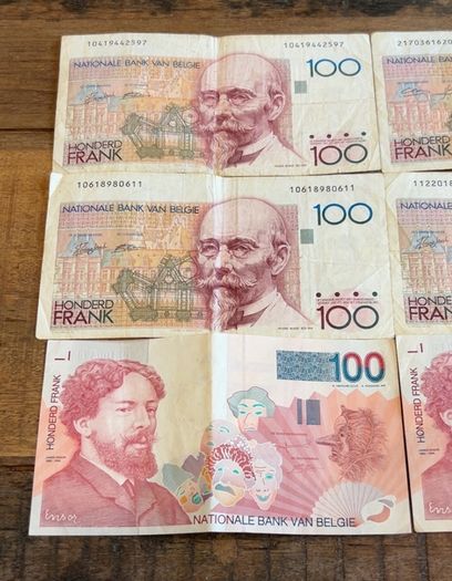 Vintage Belgian 100 Franc Banknotes - Collection of 6