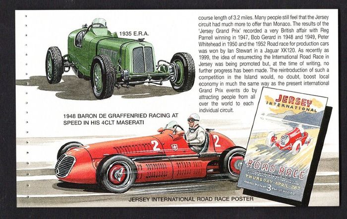 2005 Jersey Motor Festival Classic Cars Commemorative Stamps Booklet Mint Never Hinged (MNH) Photos of panes including
