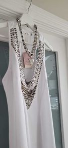 LUCUMA White and Silver Rayon Maxi Sz M/L (Fit 12/14UK) - BNWT