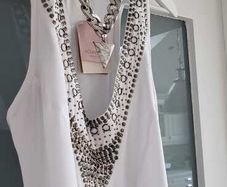 LUCUMA White and Silver Rayon Maxi Sz M/L (Fit 12/14UK) - BNWT