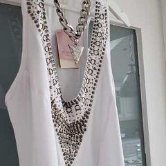 LUCUMA White and Silver Rayon Maxi Sz M/L (Fit 12/14UK) - BNWT