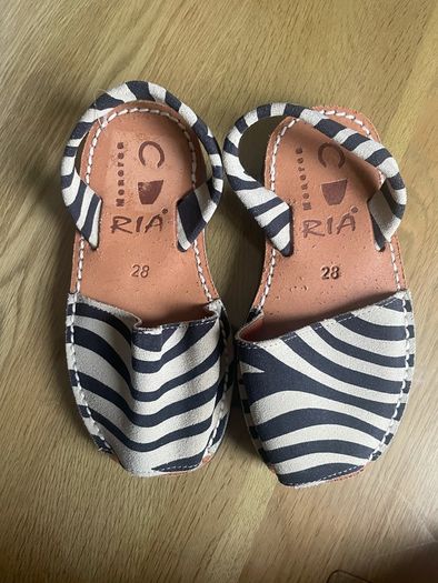Leather zebra print Menorquina sandals size 10