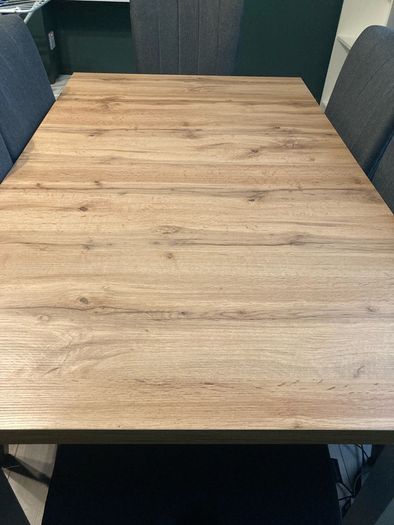 Large Extendable Solid Wood Table and Chairs - 6 Dark Grey