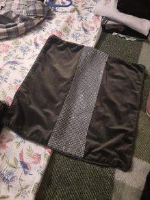 Grey velvet cushion cover