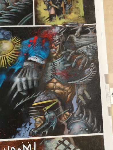 2000ad Judge Dredd Megazine original art Nick Percival Brit Cit Brute with Overlay