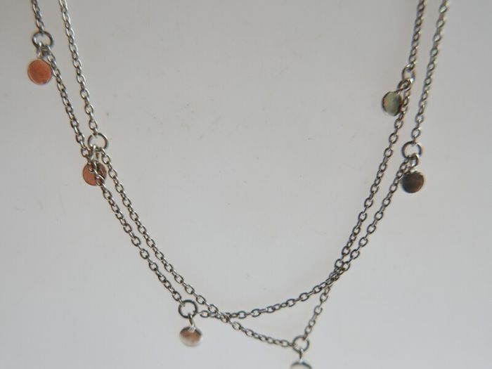 Vintage Sterling Silver 925 Long Dangles Charms Necklace  Length 19" - 4,6g