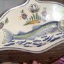 French vintage wall plaque, ceramic and wood Image 2