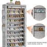 10 Tier Shoe Rack Cabinet with Dustproof Cover, Large Capacity Shoe Stand Metal Frame, Shoe Racks Storage Space Saver for 50-56 Pairs Shoes, Shoe Shelves for Inside Wardrobe, Living Room,Hallway Image 4