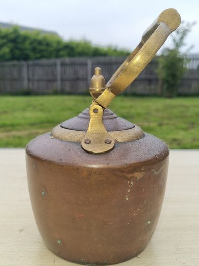 Antique copper and brass kettle