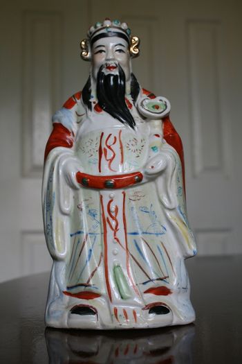 Vintage Asian Man Porcelain Figurine  Hand Painted