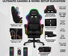 Huzaro Force 47 RGB Mesh Gaming Chair with Footrest - Black