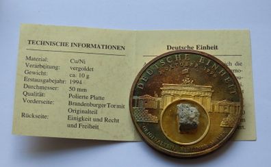 Berlin wall Germany reunification 1990 Gold gilded proof in case