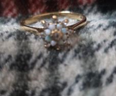 Victorian opel and Blue Sapphires ring 1940s