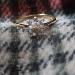 Victorian opel and Blue Sapphires ring 1940s