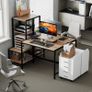 Computer Desk with Monitor Stand, Desk with 4-Tier Shelf, Industrial Design, Brown Image 2