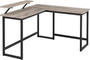 _L-Shaped Desk, Corner Table with Monitor Stand, for Studying, Playing, Working, Space Saving, Adjustable Feet, Metal Frame, Easy Assembly, Taupe and Black