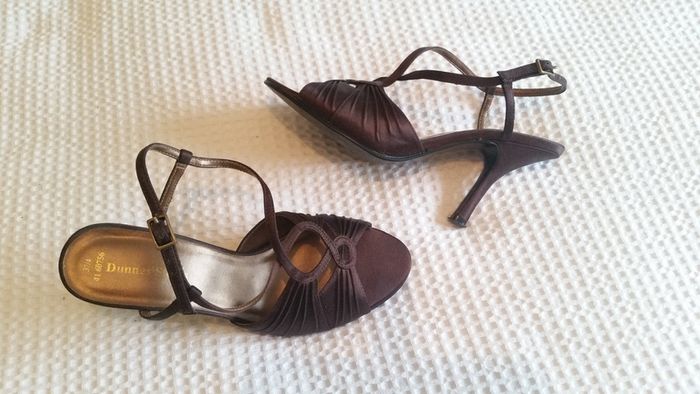 Brown Satin Sandals - Size 4