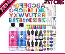 Epoxy Resin Kits for Beginners, 192 Pcs Letter Number Resin Moulds Silicone Keyring Making Kit, with 400ml Clear Resin, Resin Accessories/Pigment/Glitter Sequin/Gold Leaf/Keychain Tassels (FREE SHIPPING)