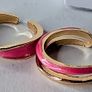 A Pair of Pink Oil Drip Rings with Open Ring & Twist Ribbon Ring Image 4