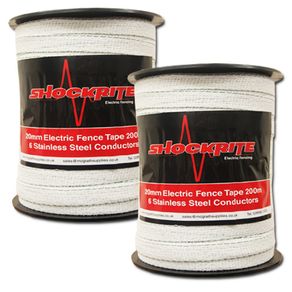 Electric Fence Fencing White Tape 2 x 200m x 20mm (400m)