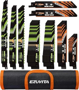 36-Piece Reciprocating Saw Blade Set with Organizer Pouch - Metal&Wood Cutting, Pruning Saw Blades