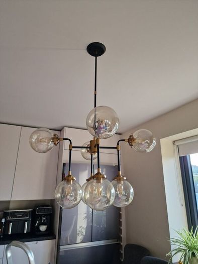 Modern Globe Chandelier Ceiling Light Black  Brass
