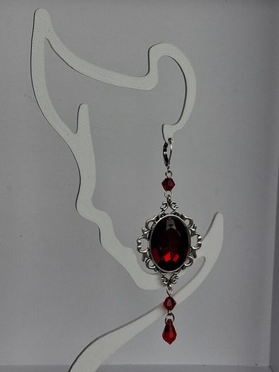 Gothic Ornate Filigree Deep Red Garnet Tassel Earrings