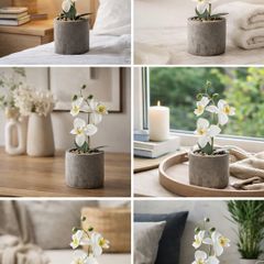Artificial Orchid Plant, 30cm (Including Pot)
