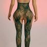 Sexy dark green stretchy mesh ribbons bodystocking Image 6