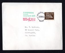 1971 Ireland Eurovision Song Contest in Dublin (Gaiety Theatre Dublin) Cancel tying 2 1/2p Gerl definitive on plain cover