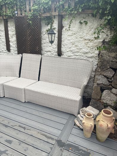 Huge Outdoor Living corner sofa and grey cushions .Please read