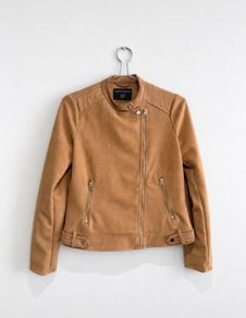 Pre Owned Dorothy Perkins Tan Faux Suede Biker Jacket